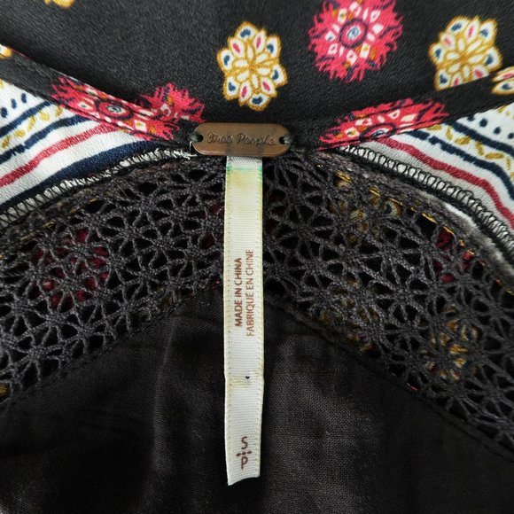 Free People Rain or Shine Mini Dress Pockets Pebbled Chiffon Lace Up V Neck S - Picture 6 of 8